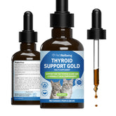 Pet Wellbeing Thyroid Support Gold bottle for feline thyroid wellness