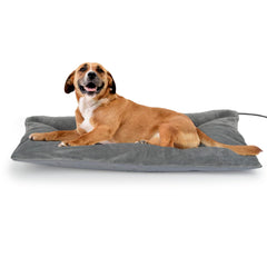Petace outdoor heated bed top view shows rugged design for all-weather warmth
