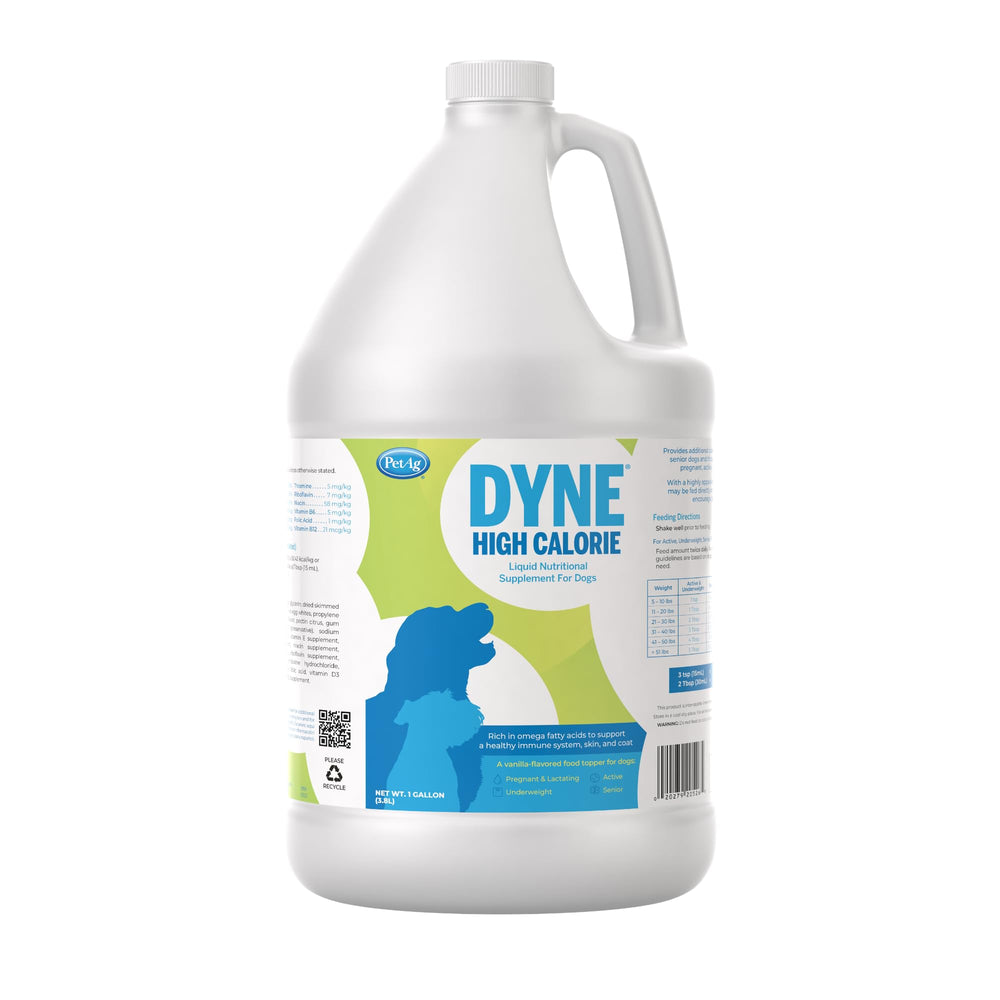 PetAg Dyne high-calorie liquid bottle pour supports quick energy for active dogs