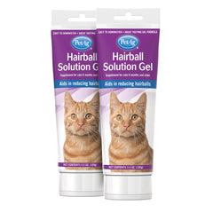PetAg Hairball Solution Gel two-pack packaging aids quick hairball support.