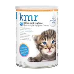 PetAg KMR kitten milk replacer tub showcases prebiotics and probiotics for digestive vigor