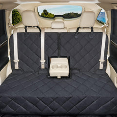 petalage Bench Dog Seat Cover closeup shows waterproof material safeguarding seats from spills.
