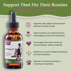 PetAlive EaseSure-S label close-up showing Wild Oat Seed and Passion Flower.