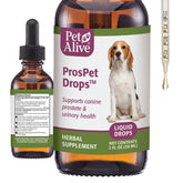 PetAlive ProsPet Drops bottle front showing urinary and prostate support for dogs.