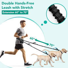 PetAmi adjustable waist belt leash shown adjusting for a secure fit during runs.