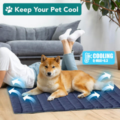 PetAmi cooling mat crate usage shows easy setup in kennels for pets.