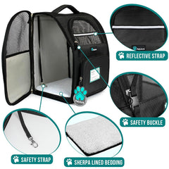 PetAmi dog backpack carrier padded-straps provide comfortable carry on long trips.