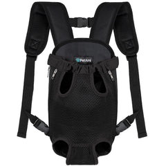 PetAmi dog carrier backpack front view with adjustable straps for hiking adventures.