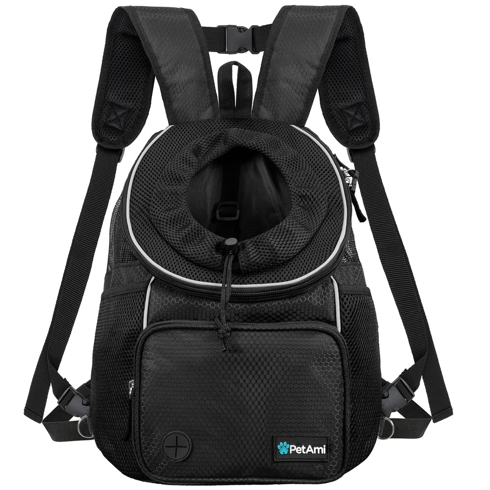 PetAmi dog front carrier backpack in black offers hands-free adventures for small pets.