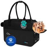PetAmi dog purse carrier under-seat view demonstrates airline-friendly compact design for travel.
