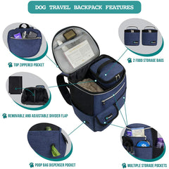 PetAmi Dog Travel Bag Backpack adjustable flap pocket keeps essentials organized.