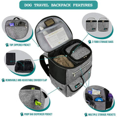 PetAmi food containers and two collapsible bowls keep pet meals organized on trips.
