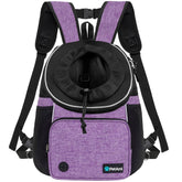 PetAmi front chest carrier on wearer enables hands-free hiking with a small pet.