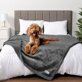 PetAmi waterproof dog blanket gray 90x90 on sofa protects furniture from spills