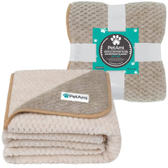 PetAmi blanket on couch demonstrates spill-resistant protection for social lounging.