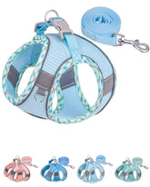Petank dog harness light blue XXS front view highlights breathable mesh for daily walks