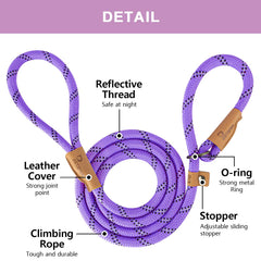 Petarea rope leash with reflective thread enhances safety during night walks