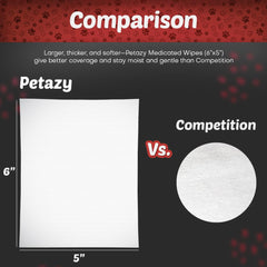 Petazy 2% wipes on a dog's paw for quick spot cleaning.