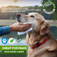 Petazy unscented plant-based wipes with aloe and coconut oil for soothing cleansing.