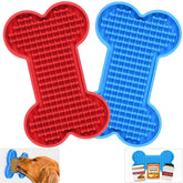 Petbank Lick Mat red bone shape for calming grooming sessions and snack engagement.