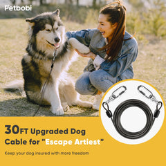 Petbobi 360-swivel-dog-tie-out prevents tangles during outdoor adventures.