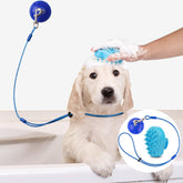 Petbobi dog bath tether with heavy suction cup provides secure holds for calm baths.