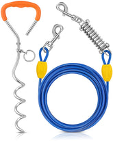 Petbobi dog tie-out cable 10ft with no-tangle design for outdoor roaming.