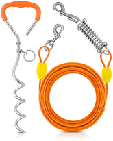 Petbobi dog tie-out cable 20ft with sturdy steel core for safe outdoor roaming