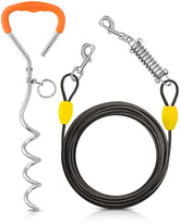 Petbobi dog tie-out cable 20ft in yard for safe roaming.