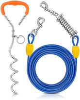Petbobi dog tie-out cable 30ft setup for safe outdoor roaming.