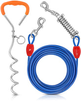 Petbobi 40ft dog tie-out cable enables safe roaming in yard, park, or campsite.