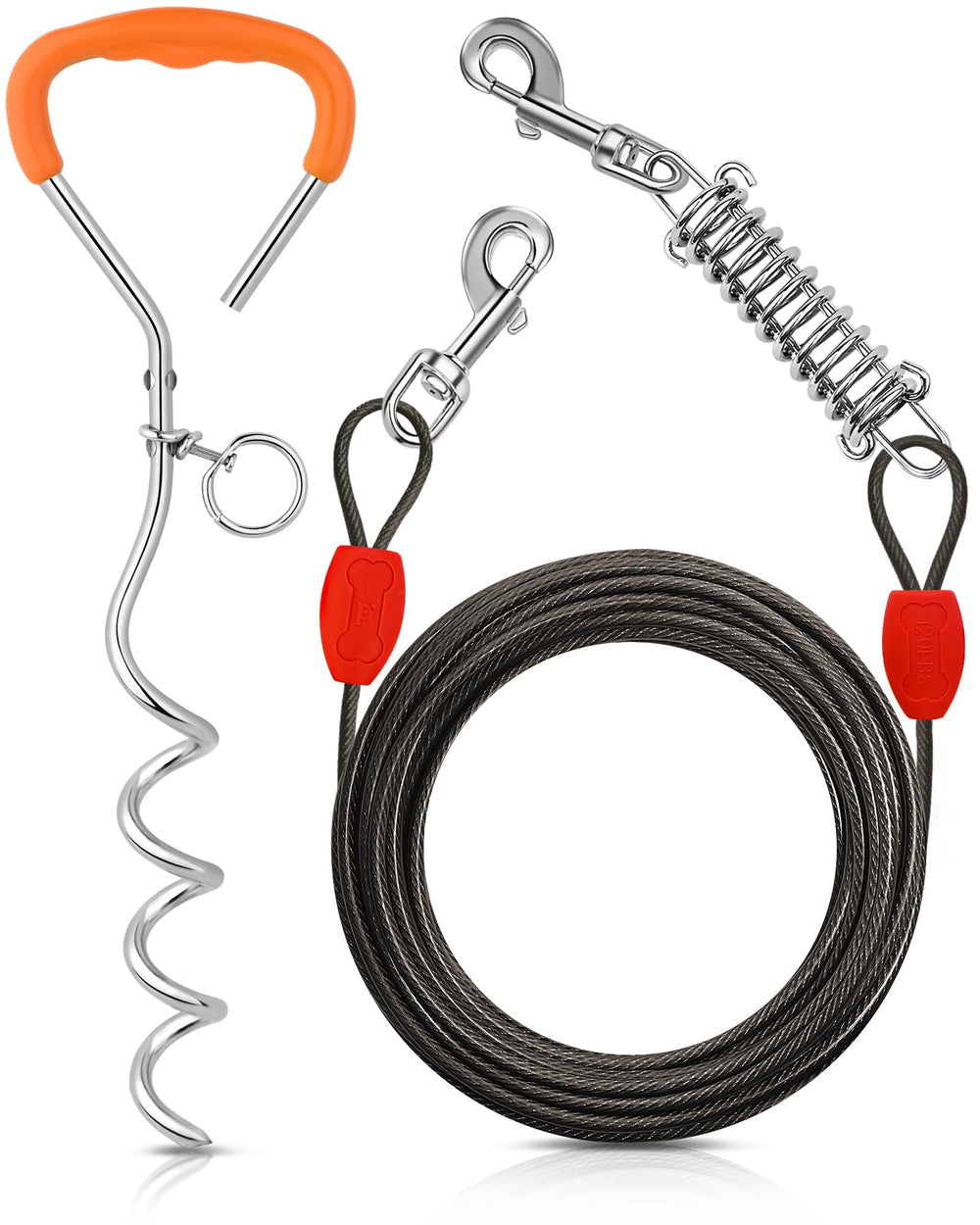 Petbobi dog tie-out cable 40ft extends play area with durable, safe tether for yards