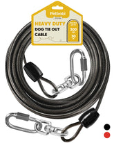 Petbobi heavy-duty-dog-tie-out-cable-30ft in yard for secure outdoor containment.