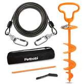 Petbobi heavy duty dog tie out cable extends to 30ft for safe yard freedom.