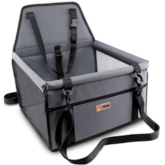 Petbobi small dog car seat front view showcases upgraded construction for safer rides.