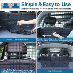 Petboda barrier securely bound to rear headrest for stable setup.