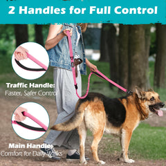PetBonus heavy-duty tactical dog leash traffic-handle enables fast, safer control in crowded areas.