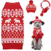 Petcare 3-pack small dog Christmas sweater set with reindeer knit for warm winter wear.