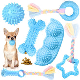 Petcare 6pack puppy chew toys blue pack for teething relief in small dogs.
