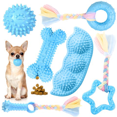 Petcare 6pack puppy chew toys blue pack for teething relief in small dogs.