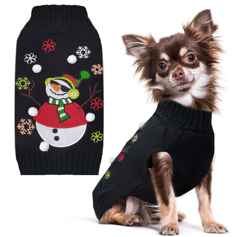 Petcare Christmas dog sweater snowman design ideal for festive photos.