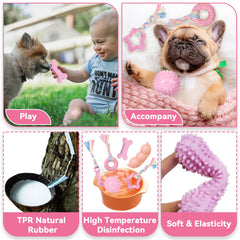 Petcare puppy toy donut: colorful chews soothe gums during teething