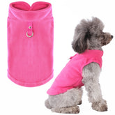 Petcare small-dog-sweater back view with O-ring leash for easy outdoor walks.