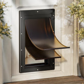 PETCOMING Never Rust Plastic Dog Door front view shows durable, rust-free housing for long-lasting use.