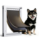 PETCOMING dog door with white all-aluminum frame for durable use