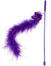 PETCTN purple cat teasing stick toy shows a vibrant teaser wand for interactive play.