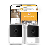 Petcube Cam Pack Two front view demonstrates full-room monitoring for peace of mind.