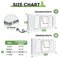 Petoasis sash window fit for 32-36 inch openings ensures secure access.