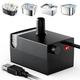 PETDOTT dog fountain pump closeup in stainless steel, durable and quiet