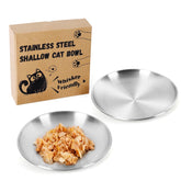 Petdream stainless steel bowls with 6.7-inch diameter offer durable, rust-resistant feeding for cats.